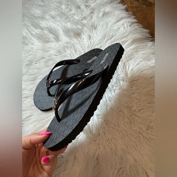 Michael Kors Black and Gray Flip Flops - Picture 3 of 3